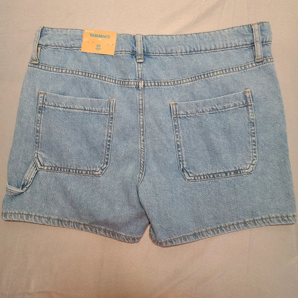 Thereabouts Carpenter Shorts Girls 18.5 Plus Blue Floral Embroidered Utility